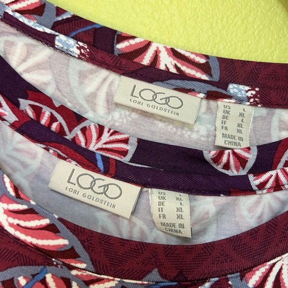 LOGO by Lori Goldstein Purple Leaf Print Blouse - Picture 2 of 9